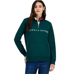 Tommy Hilfiger Women's Quarter Zip Embroidered Logo Sweatshirt